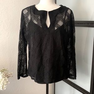Sheer Lace Top with Built In Cami NWOT